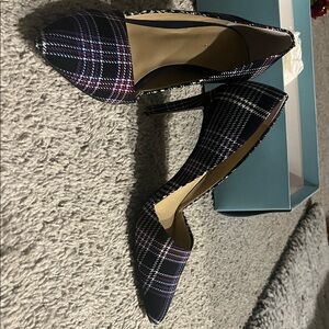 Ann Taylor Plaid Heels in Black and Blue